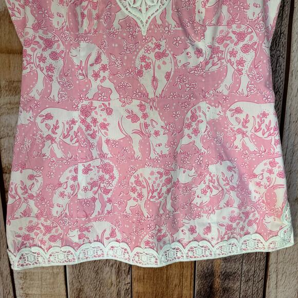 Lilly Pulitzer Top Sleeveless White Label Run for the Roses Rhino Derby Size 8 - Picture 4 of 7